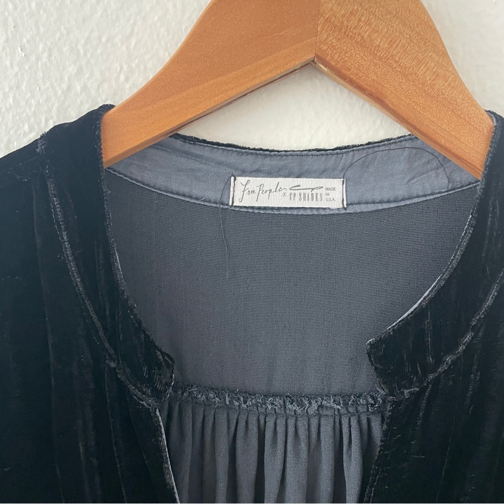 Free People x CP Shades Jacey Black Silk Blend Velvet Long Sleeve Tunic Top - Picture 4 of 7